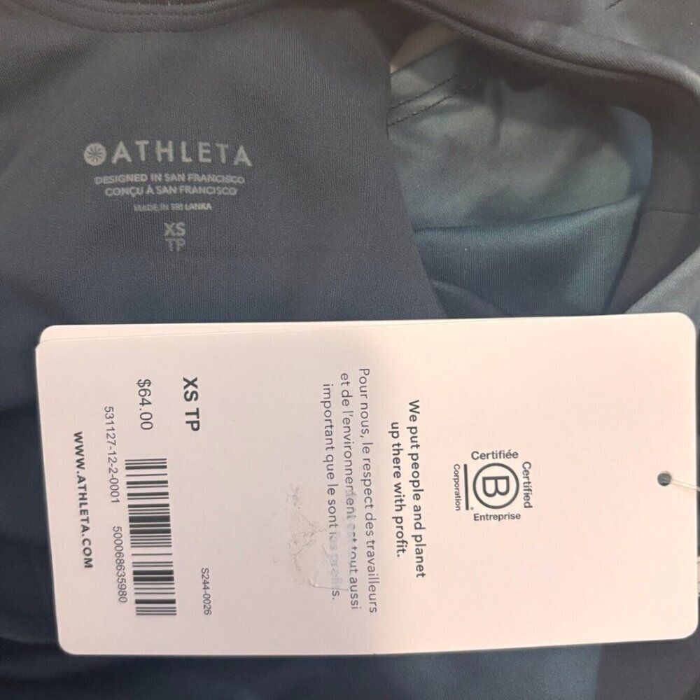 Athleta Womens XS Conscious Crop Printed A-C Top Blue/Green NEW WITH TAGS - Picture 4 of 7